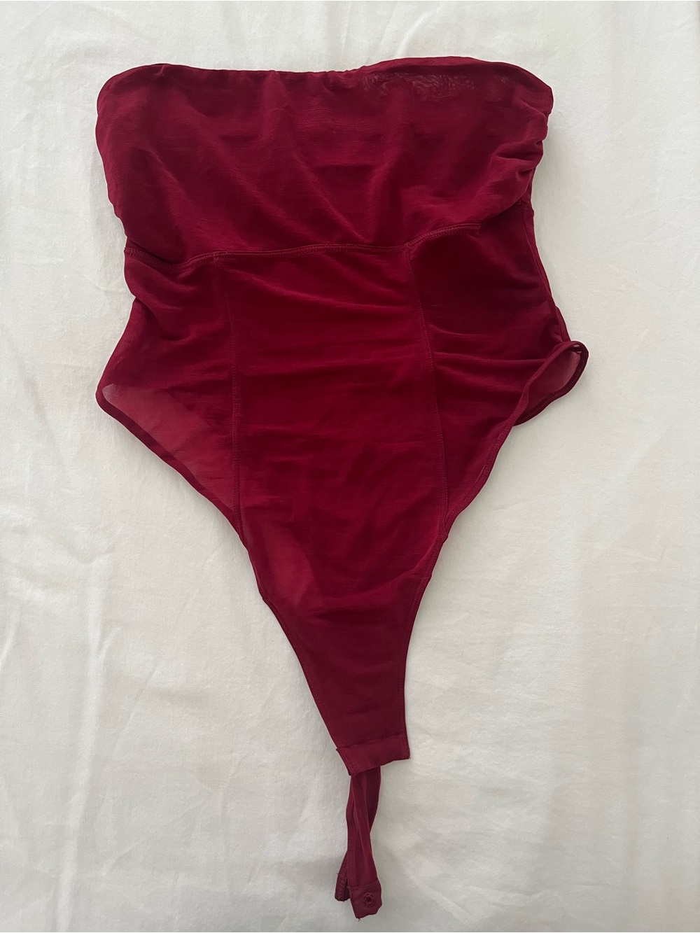 Meshki Strapless Bodysuit in Burgundy